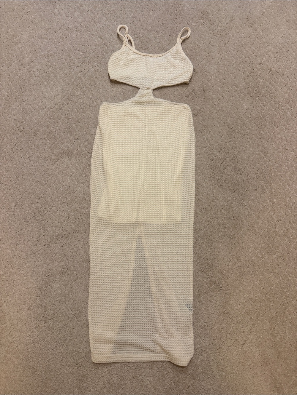 SHEIN Cream Crochet Maxi Dress with Cutout